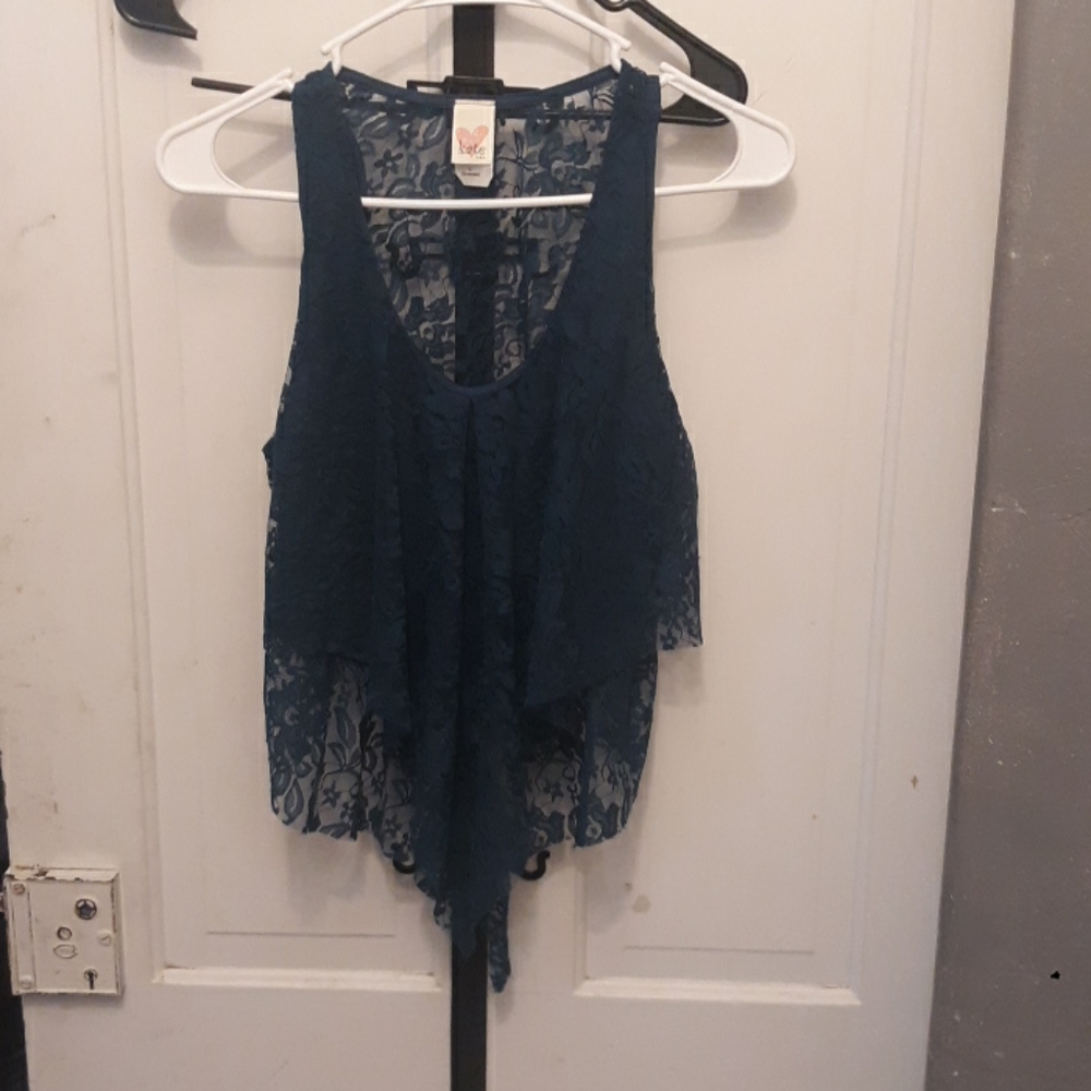 Teal Lace Crop Top